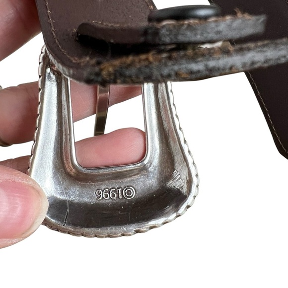 Nocona Western Cinch Strap Top Handle Ranger Woven Leather Belt Silver Buckle - Picture 3 of 16